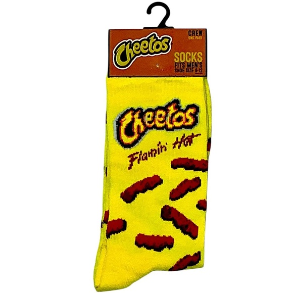 Socks Cheetos Flaming Hot Novelty Mid Calf Shoe Size Women 7-13 Unisex Men 6-12 - Picture 3 of 16